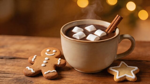 Hot chocolate with gingerbread cookies