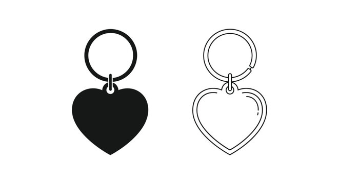 Heart shaped keychain on white background