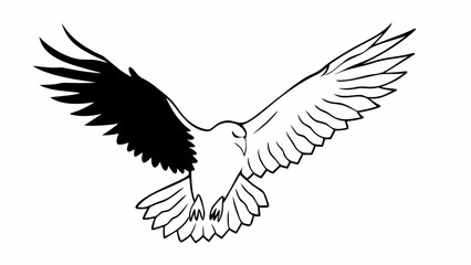 Fototapeta premium Flying Eagle Black and White Vector Design