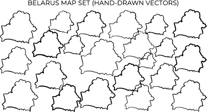 Belarus Map Set Hand-Drawn Vector Outlines