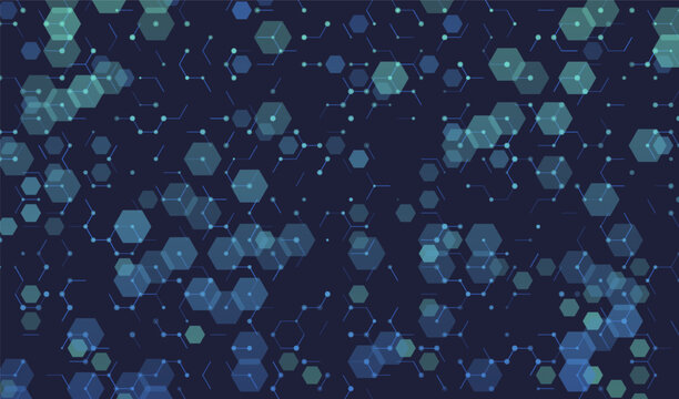 Abstract hexagon pattern finance event with tech blue grid and science background. Medical dna backdrop with molecule health connect and texture cell for banner. Data structure pattern.