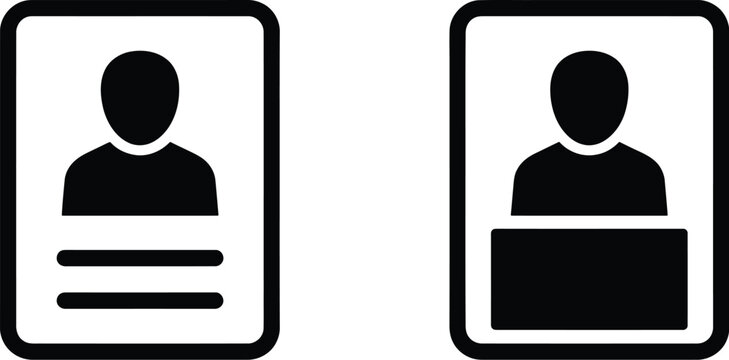 Silhouette ID cards with people icons for user identification and authentication purposes