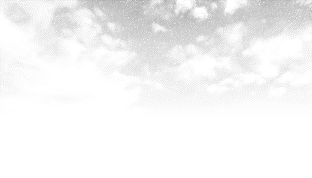 Abstract cloud texture of gradient halftone black dots