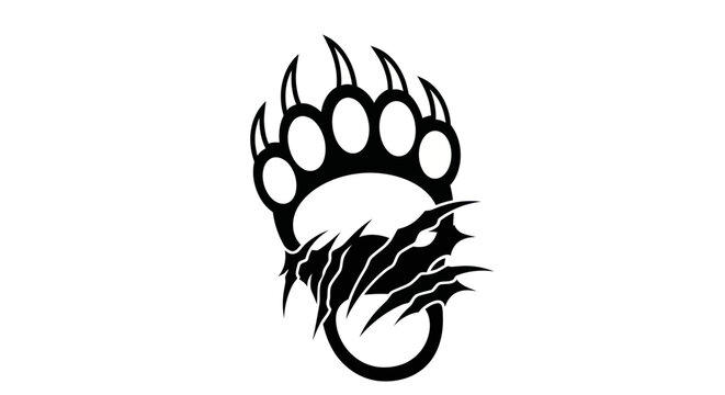 Tribal Bear Claw Tattoo Design with Dragon Elements