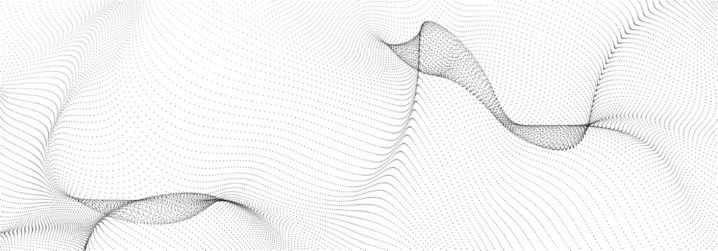 Abstract wave form created by rows of small black dots