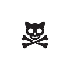 Cat Skull and Crossbones Symbol © Raju