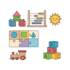 Naklejka premium Colorful Educational Toy Blocks Stacked High.