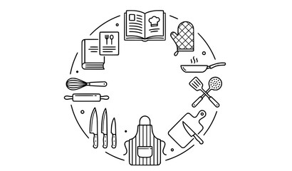 Naklejka premium Modern cooking line icons with editable kitchen and culinary vector design