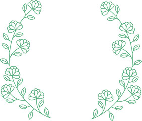 Fototapeta premium Floral Wreath Frame Line Art