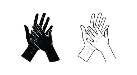 Fototapeta premium Human hands clapping in black and white