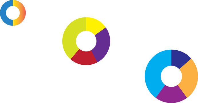 Set of colorful pie charts, Different color circles isolated. Infographic element round shape. multicolored collection set of circle diagram, infographic design.