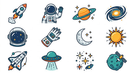 Collection of Space Icons and Illustrations. © Ramdani