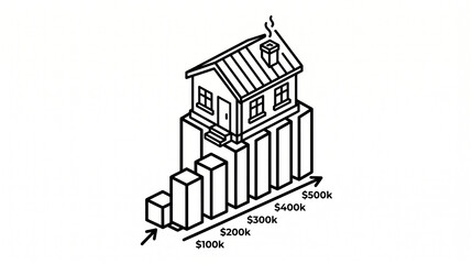 Fototapeta premium house on growing bars graph, investment growth concept