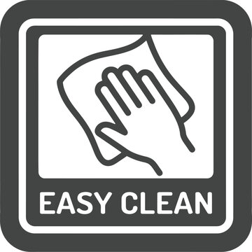 Easy clean icon with hand holding cloth for cleaning service and product labels