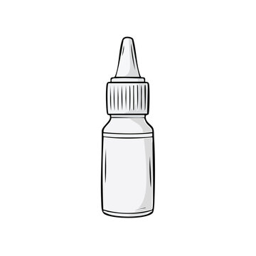 Simple Line Drawing of a White Dropper Bottle with Cap and Ribbed Neck