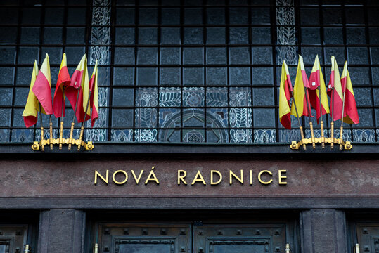 Nova Radnice New City Hall on Marianske Square in Old Town Prague, Czech Republic