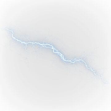 Blue and white lightning bolt with isolated on transparent background suitable for various graphic design projects and creative edits, light overlay, PNG