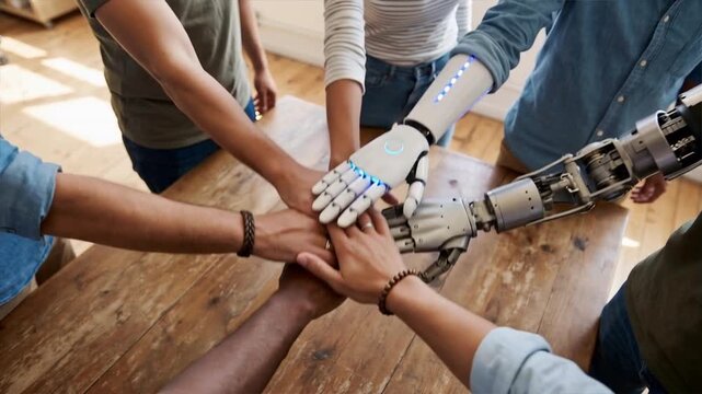 Collaboration between humans and robots showcasing teamwork, innovation, and the future of technology in harmony.