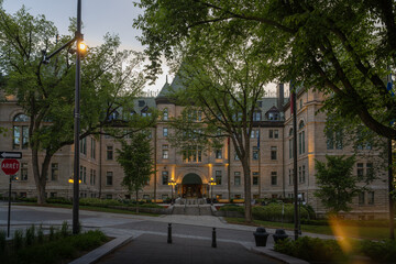 Fototapeta premium Quebec City Hall entrance at dusk - Quebec City, Quebec, Canada