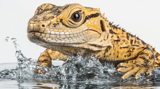 Basilisk Lizard Running Across Water Surface