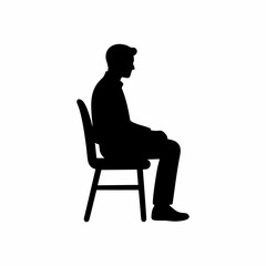 Fototapeta premium Side view silhouette of a man sitting on a chair