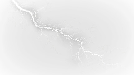 White bright lightning bolt with isolated on transparent background shows a striking natural event during a stormy night in nature's raw power, light overlay, PNG © Liubov