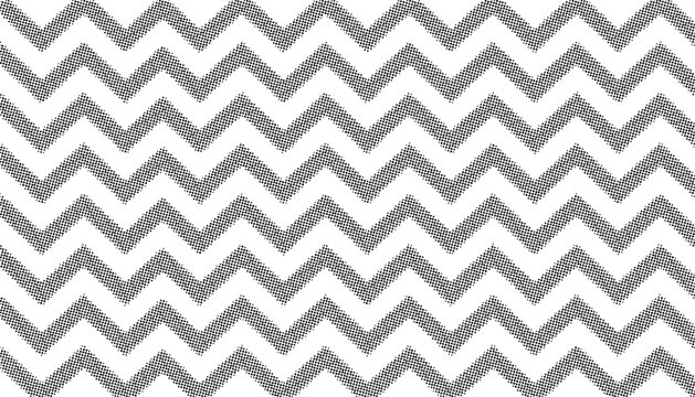 Abstract Halftone Chevron Zigzag Horizontal Seamless Black and White Bold Geometric Repeat Stripe Pattern Background