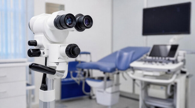Modern Colposcope in Gynecological Examination Room