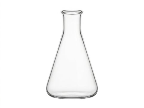 Clear glass erlenmeyer flask isolated on white background glass flask laboratory equipment