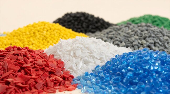 Colorful plastic resin granules and recycled flakes for manufacturing