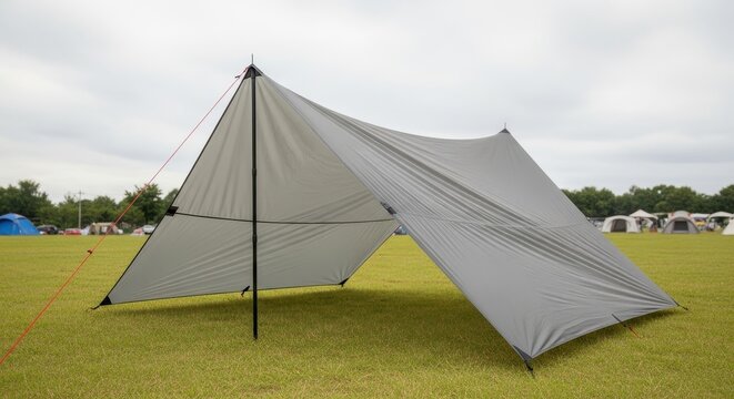 Nylon Tent Provides Durable Rain Protection in Outdoor Setting