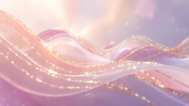 Elegant flowing fabric with golden threads and soft light effects
