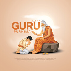 Happy Guru Purnima Design, guru and shishya teaching. Vector Illustration. © Raro