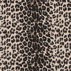 Leopard print. Vector seamless pattern. Animal skin background with black and brown spots on beige backdrop. Abstract exotic safari texture. Jaguar, leo, puma cheetah fur pattern. Repeat design © DESIGN CENTER