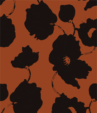Big flowers pattern, upscale floral pattern. graphical textures floral, trendy colors pattern , flowers background with leaves. vector illustration.