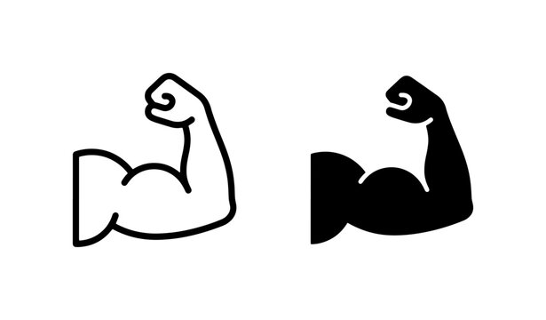 Bicep Flex Icons, Strength Symbol Vector Art, Muscular Arm Silhouette, Fitness & Power Graphics