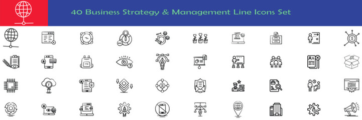 Fototapeta premium Mega set of icons in trendy line style. Business, ecommerce, finance, accounting. Big set Icons collection. Vector illustration