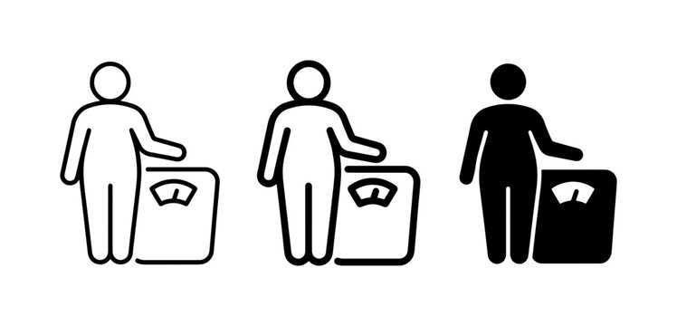 Weight Scale Icons, Human Figure Weighing, Health Monitoring, Body Mass Index Icons