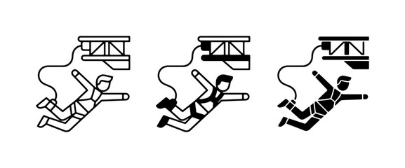 Bungee Jumping Icons, Extreme Sports Vector Set, Adventure Activity Graphics © Shamim