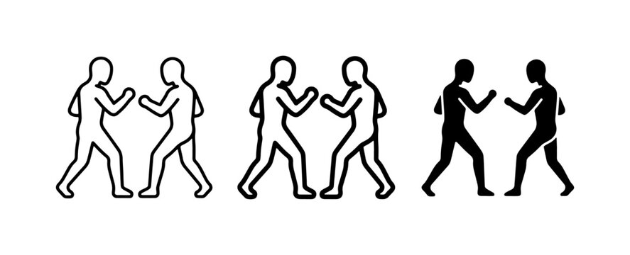 Fighting Icons, Combat Silhouettes, Martial Arts Figures, Sport Graphics