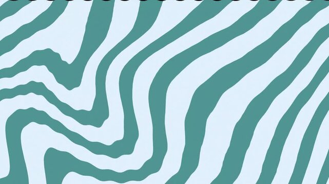 Flat Vector Mint Green and White Zebra Print Pattern Rippling Abstract Motion Graphic Loop