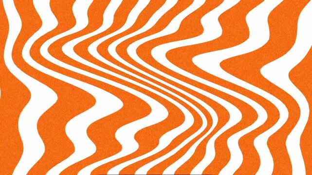 Flat Vector Bright Orange and White Groovy Wavy Stripes Psychedelic Motion Graphic Loop