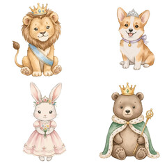 Fototapeta premium Funny cartoon animal set illustration collection cute pets and wild characters