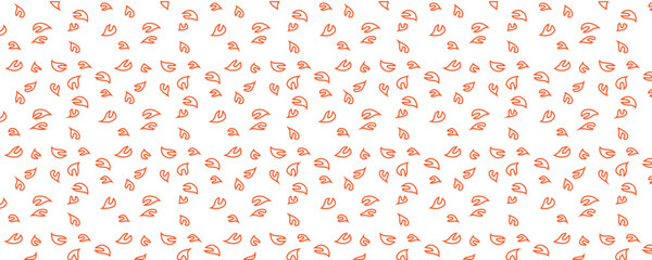 Minimalist seamless pattern with orange line art abstract leaf ornaments on white background. Vector illustration © Sarbi