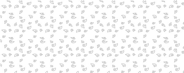 Minimalist seamless pattern with black line art abstract leaf ornaments on white background. Vector illustration © Sarbi