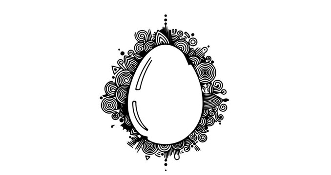 Hand drawn doodle egg shape with decorative abstract patterns