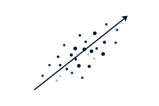 Scatter plot with dots showing data distribution, trend line through points, professional scientific style, white background