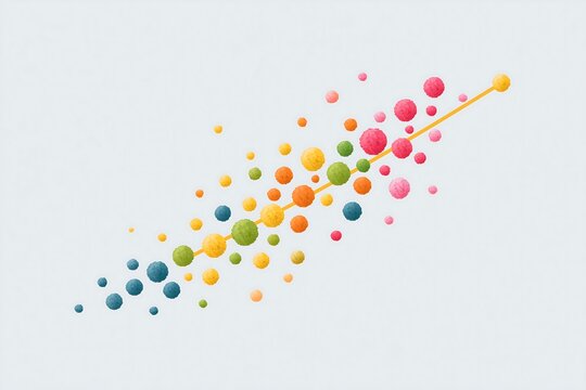 Scatter plot with dots showing data distribution, trend line through points, professional scientific style, white background