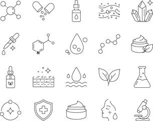 Fototapeta premium Minimal Skincare Ingredient Outline Icon Set