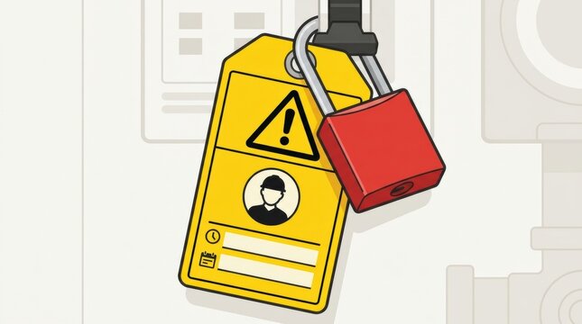 Lockout tag and padlock show safety measures in electrical work to prevent accidents during maintenance by securing equipment.